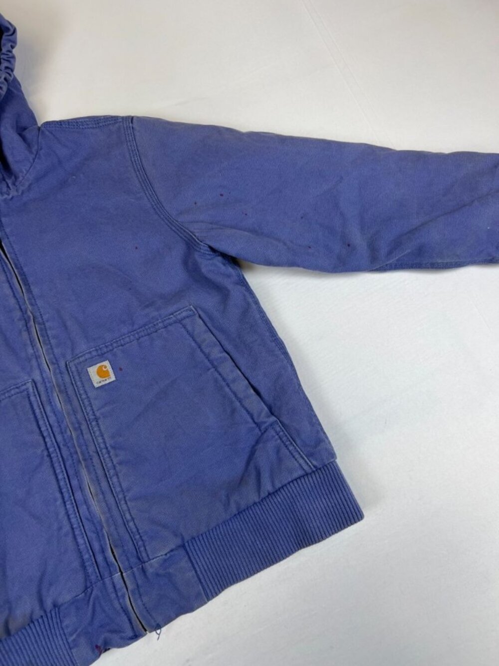 Carhartt Girls Size M 10-12 Purple Fleece Lined Hooded Zip Up Jacket Workwear - Picture 5 of 10